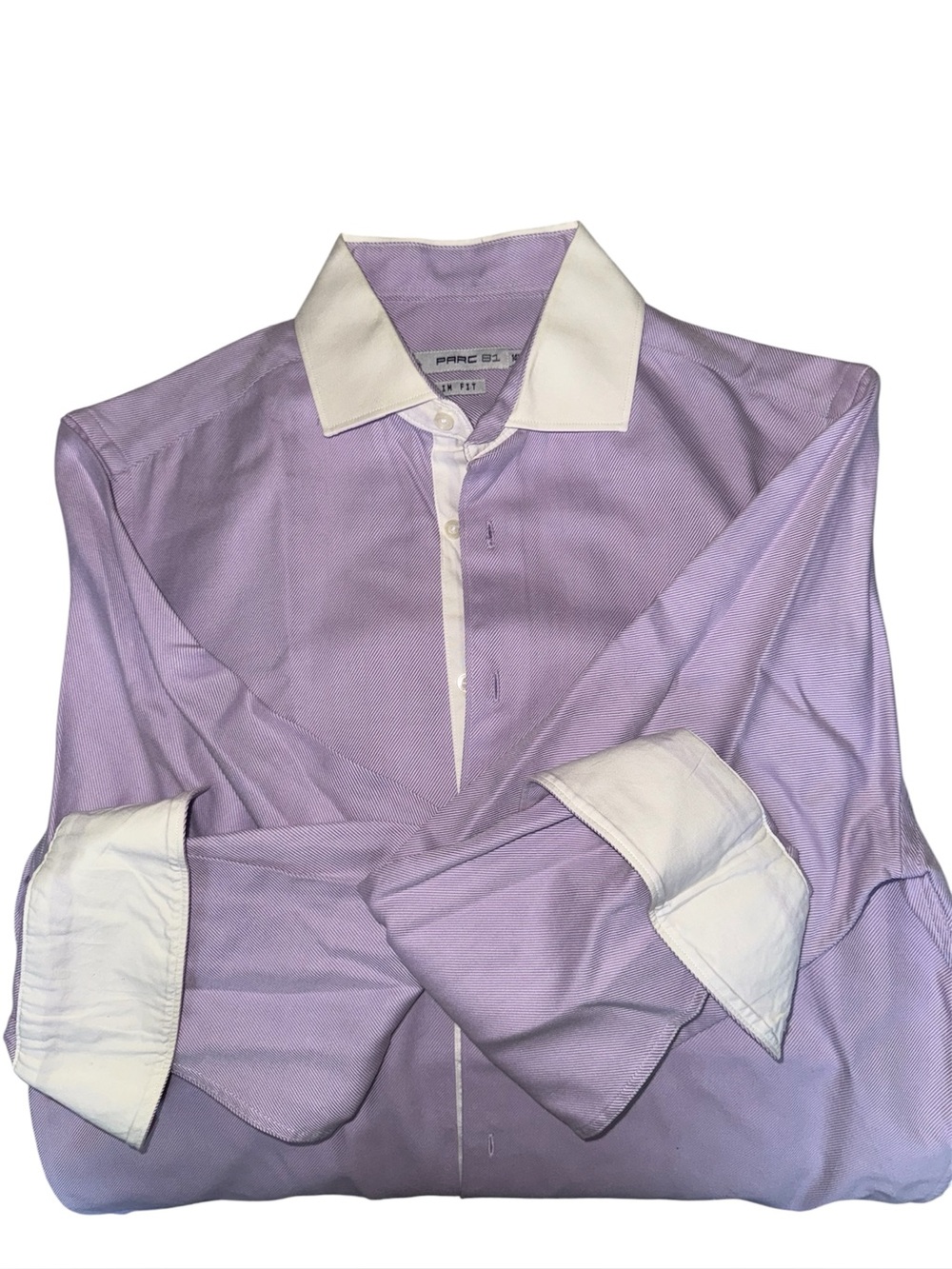 Men's Lavender Dress Shirt with White Contrast Collar and Cuffs